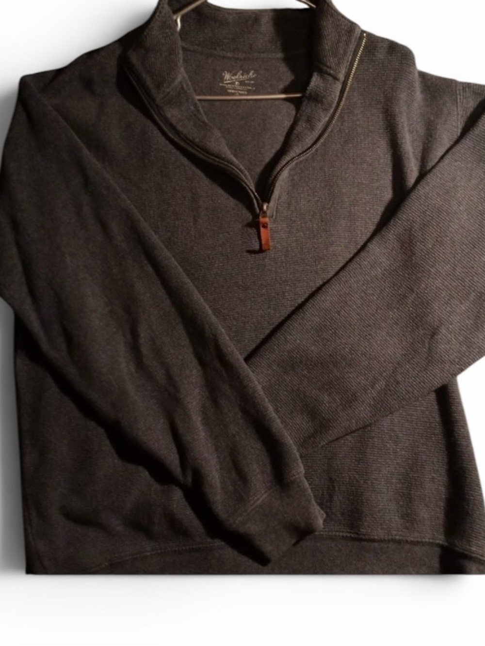 Men's Woolrich Xlarge Gray Half-Zip Pullover Cotton Wool Sweater Jacket Vintage